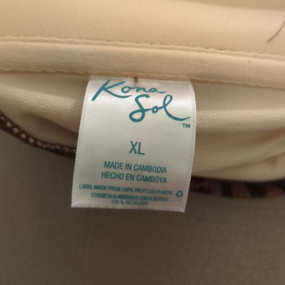 Kona Sol Swimsuit X-Large One-piece Leopard Animal Print Built In Bra XL Brown - Picture 7 of 9